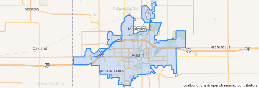 Mapa de ubicacion de Austin.