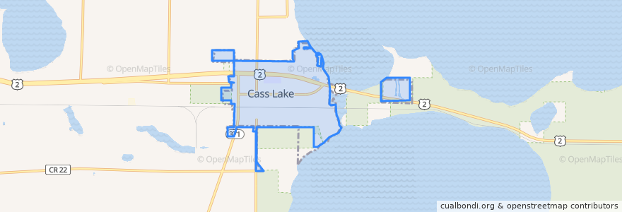 Mapa de ubicacion de Cass Lake.