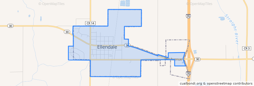 Mapa de ubicacion de Ellendale.