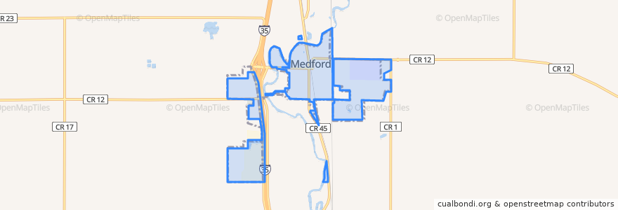 Mapa de ubicacion de Medford.