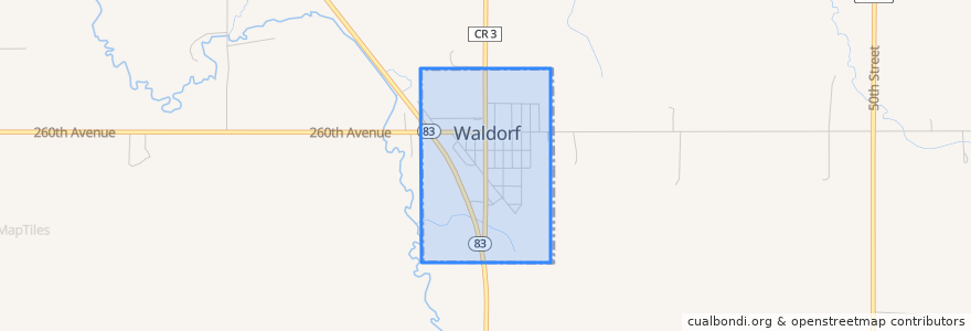 Mapa de ubicacion de Waldorf.