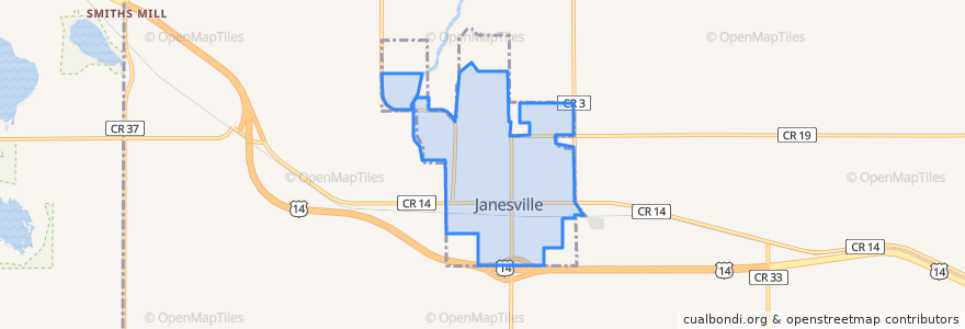 Mapa de ubicacion de Janesville.