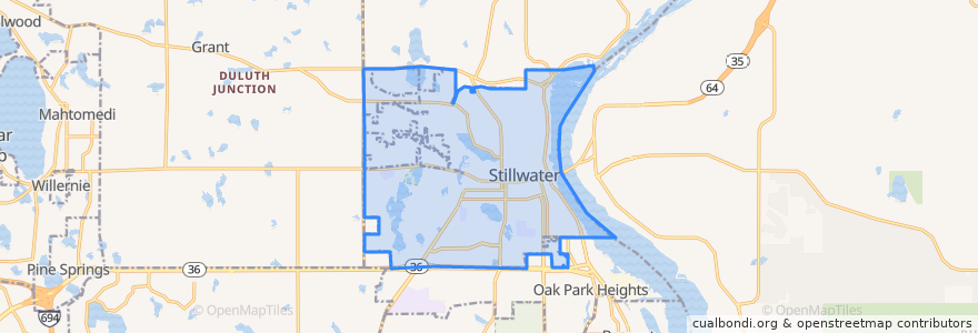 Mapa de ubicacion de Stillwater.