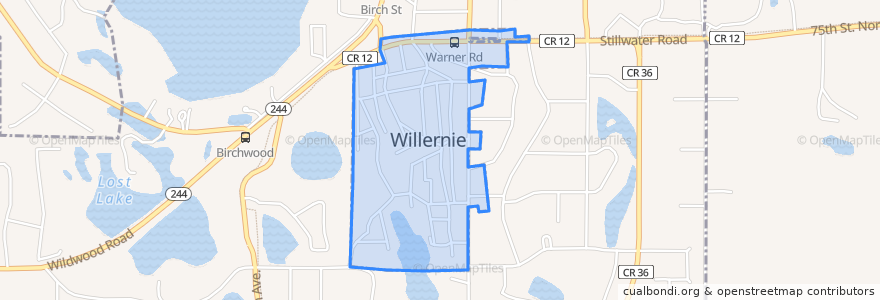 Mapa de ubicacion de Willernie.