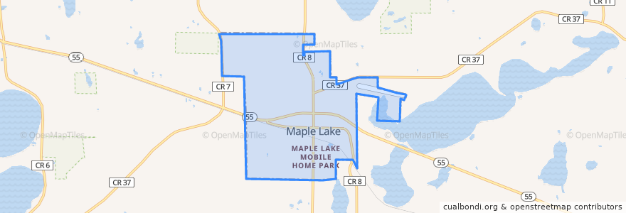 Mapa de ubicacion de Maple Lake.