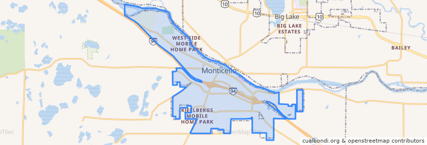 Mapa de ubicacion de Monticello.