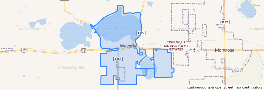 Mapa de ubicacion de Waverly.