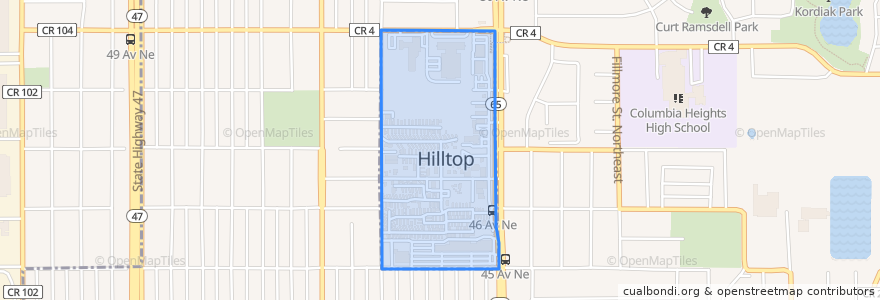 Mapa de ubicacion de Hilltop.