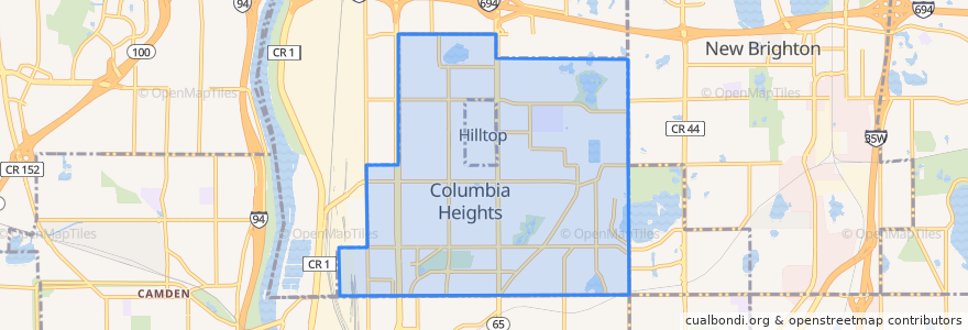 Mapa de ubicacion de Columbia Heights.