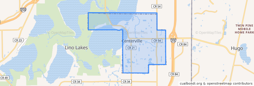 Mapa de ubicacion de Centerville.