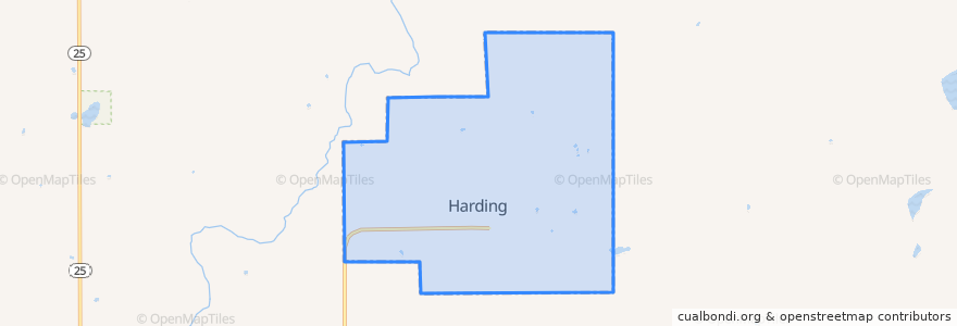 Mapa de ubicacion de Harding.