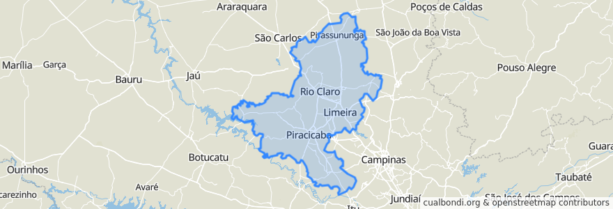 Mapa de ubicacion de Região Metropolitana de Piracicaba.