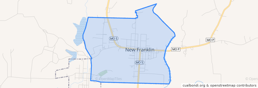 Mapa de ubicacion de New Franklin.