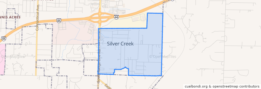 Mapa de ubicacion de Silver Creek.