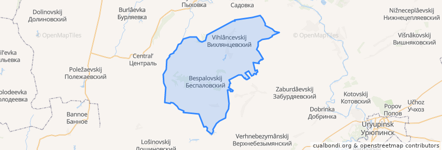 Mapa de ubicacion de Беспаловское сельское поселение.