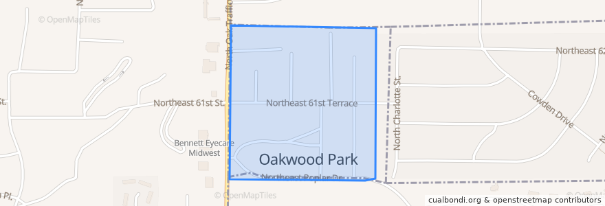 Mapa de ubicacion de Oakwood Park.