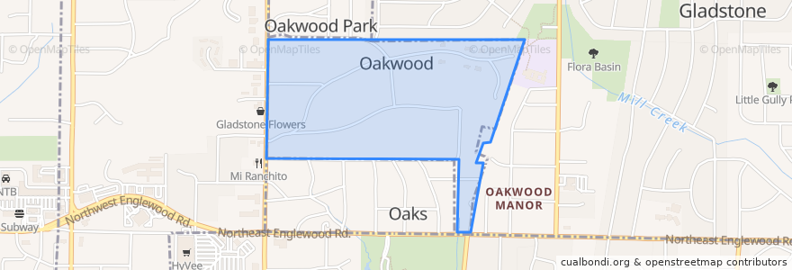 Mapa de ubicacion de Oakwood.