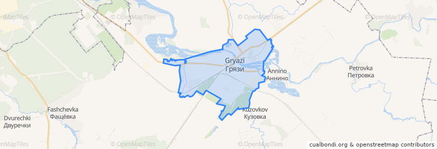 Mapa de ubicacion de городское поселение Грязи.