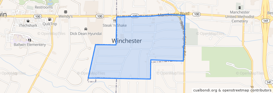 Mapa de ubicacion de Winchester.