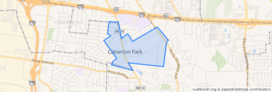 Mapa de ubicacion de Calverton Park.