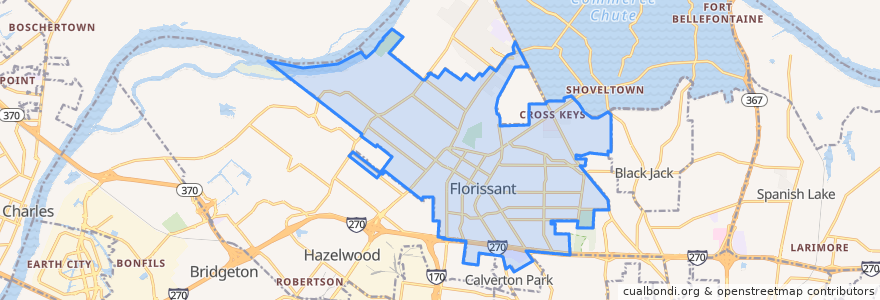 Mapa de ubicacion de Florissant.