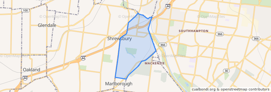 Mapa de ubicacion de Shrewsbury.