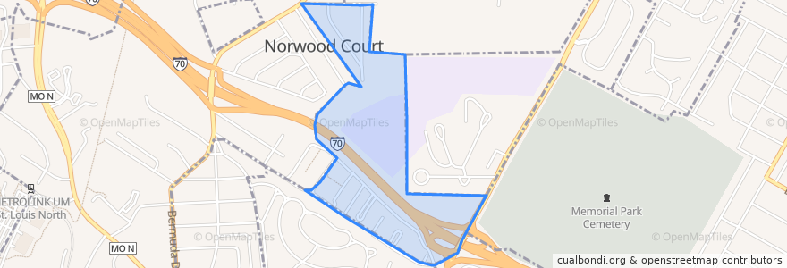 Mapa de ubicacion de Norwood Court.