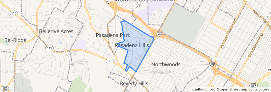 Mapa de ubicacion de Pasadena Hills.