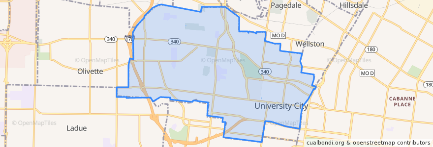 Mapa de ubicacion de University City.