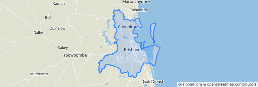 Mapa de ubicacion de Greater Brisbane.