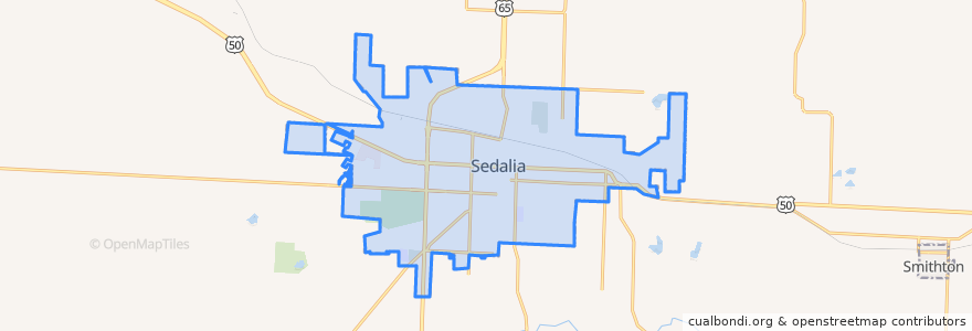 Mapa de ubicacion de Sedalia.