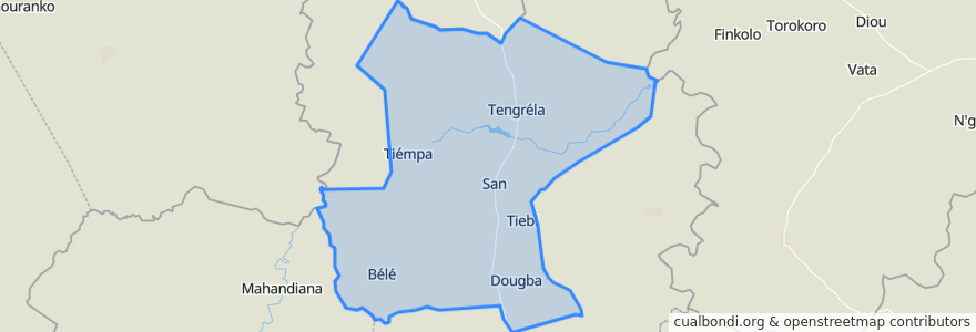 Mapa de ubicacion de Tengréla.