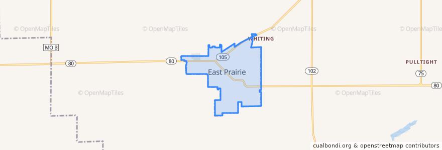 Mapa de ubicacion de East Prairie.