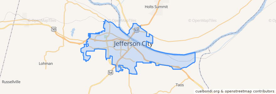 Mapa de ubicacion de Jefferson City.