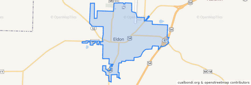 Mapa de ubicacion de Eldon.