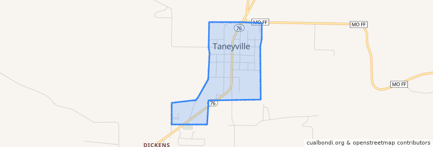 Mapa de ubicacion de Taneyville.