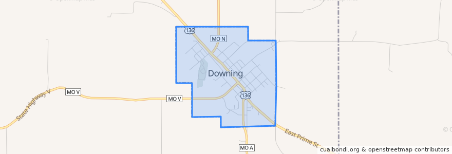 Mapa de ubicacion de Downing.