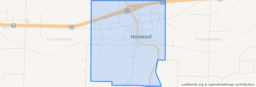 Mapa de ubicacion de Norwood.