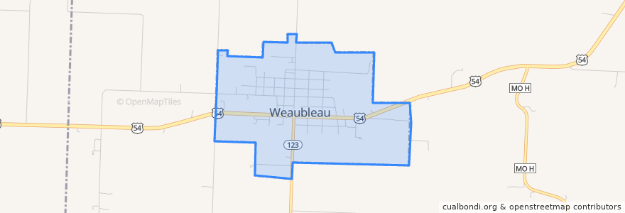 Mapa de ubicacion de Weaubleau.