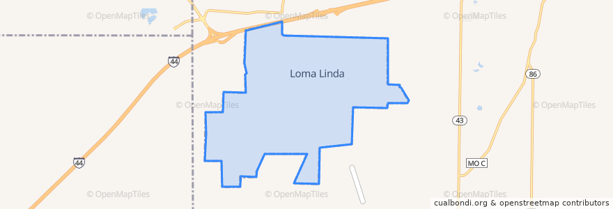 Mapa de ubicacion de Loma Linda.