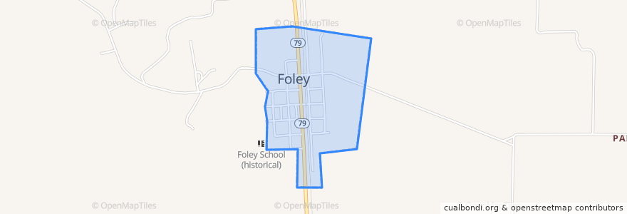 Mapa de ubicacion de Foley.