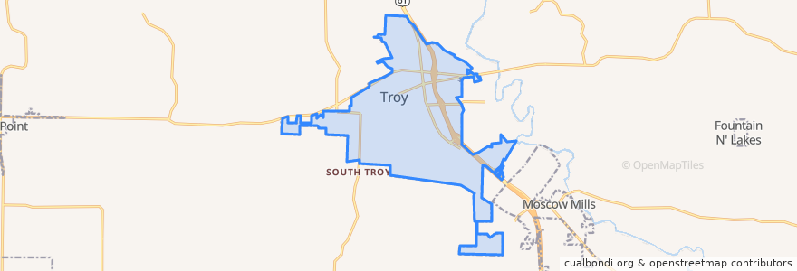 Mapa de ubicacion de Troy.