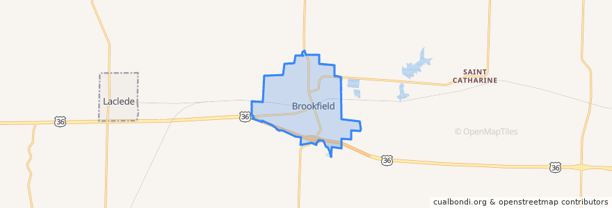 Mapa de ubicacion de Brookfield.