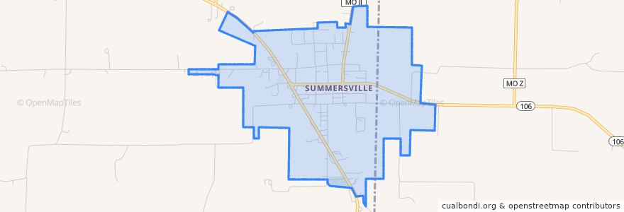 Mapa de ubicacion de Summersville.