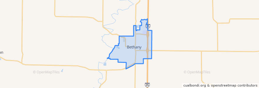 Mapa de ubicacion de Bethany.