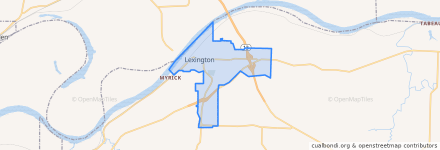 Mapa de ubicacion de Lexington.