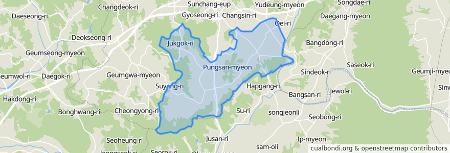 Mapa de ubicacion de 풍산면.