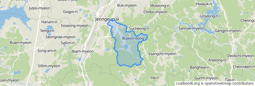 Mapa de ubicacion de 내장상동.