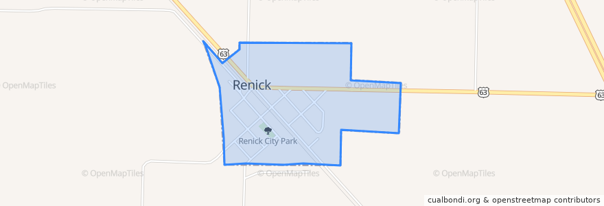 Mapa de ubicacion de Renick.