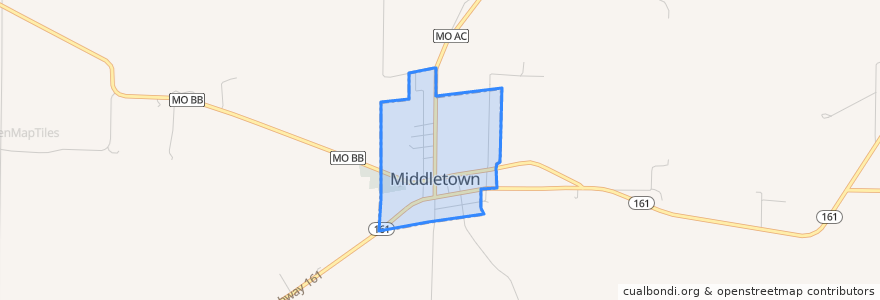 Mapa de ubicacion de Middletown.